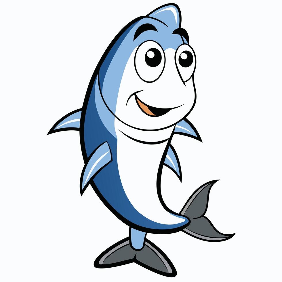 Cute cartoon fish illustration with friendly expression and clean design vector