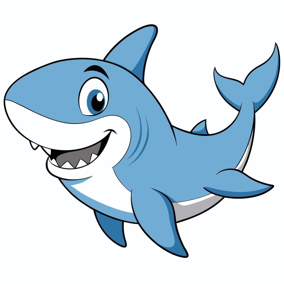 Friendly cartoon shark illustration isolated on white background design vector