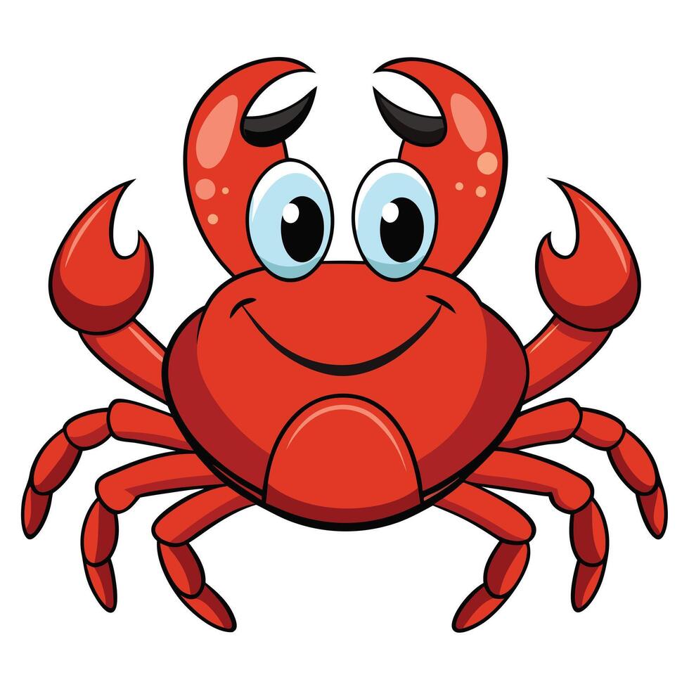 Cute red crab cartoon character illustration isolated on white background vector