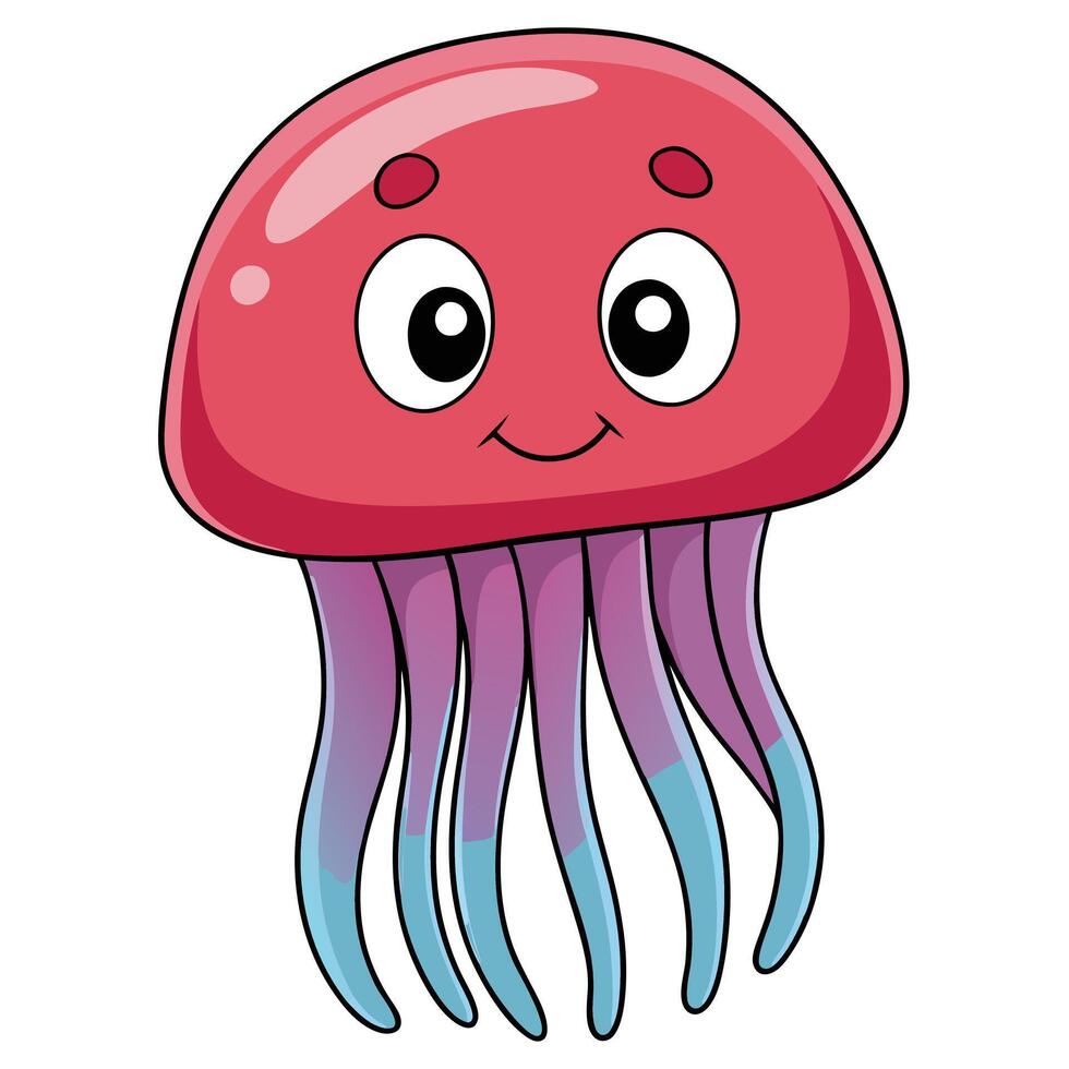 Cute jellyfish cartoon character illustration for kids educational resources and design vector
