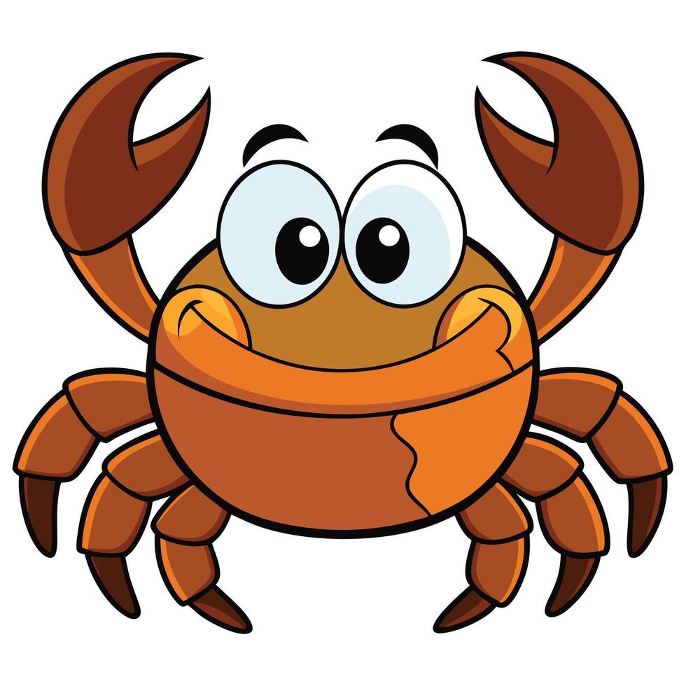 Cheerful cartoon crab illustration cute marine animal design vector