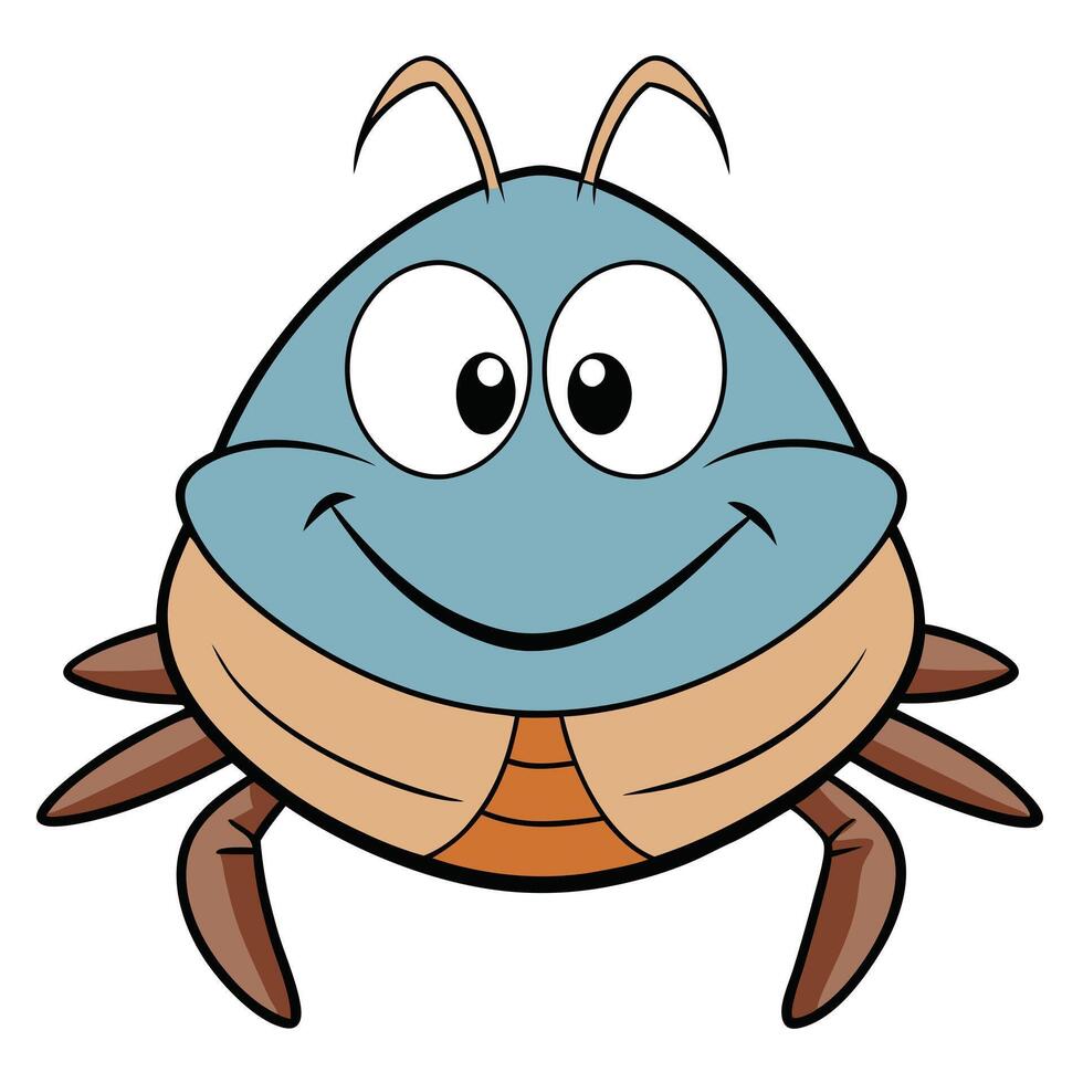 Cute cartoon crab character illustration with smiling face vector