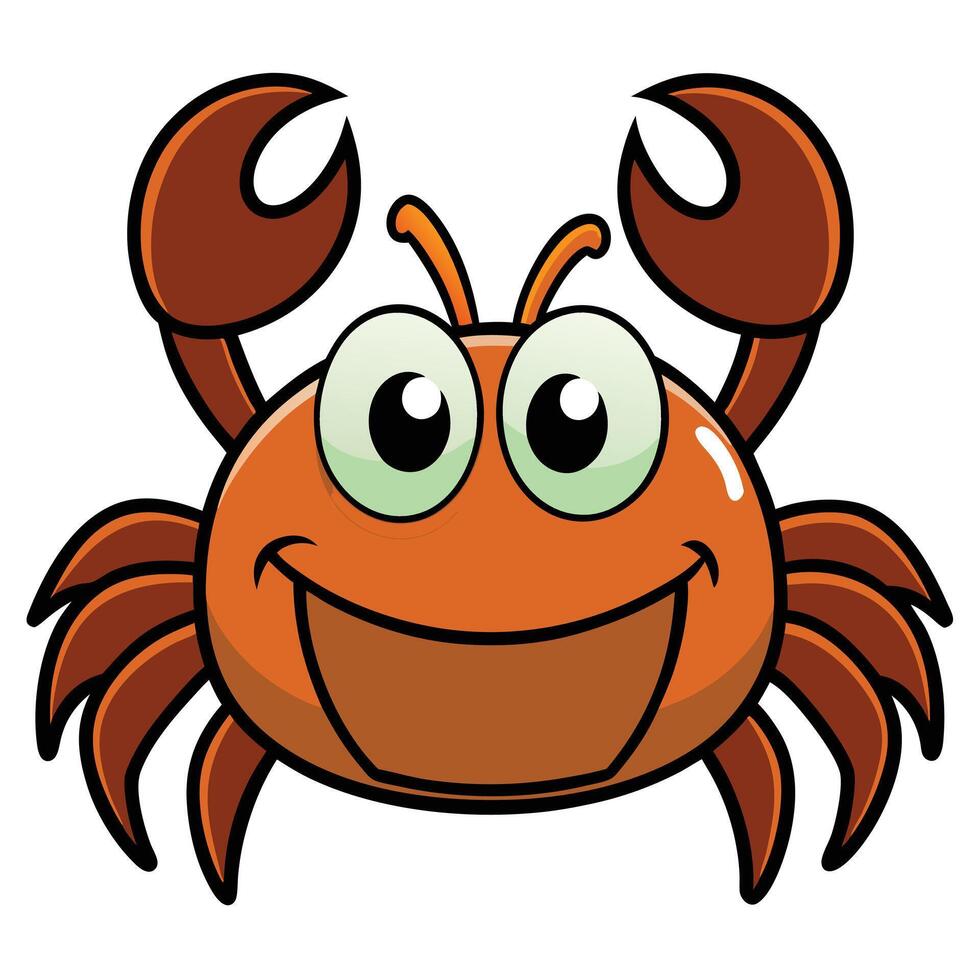 Cartoon style smiling crab illustration with big eyes and claws image vector