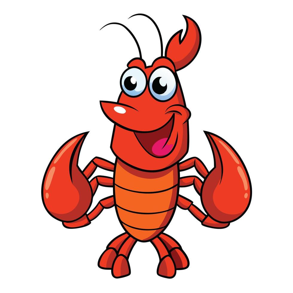 Cartoon lobster illustration cheerful sea creature design friendly crustacean graphic vector