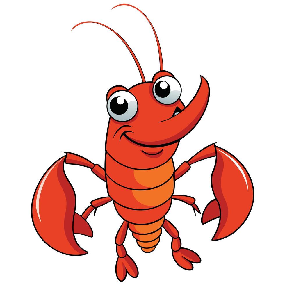 Cheerful cartoon lobster character illustration design vector