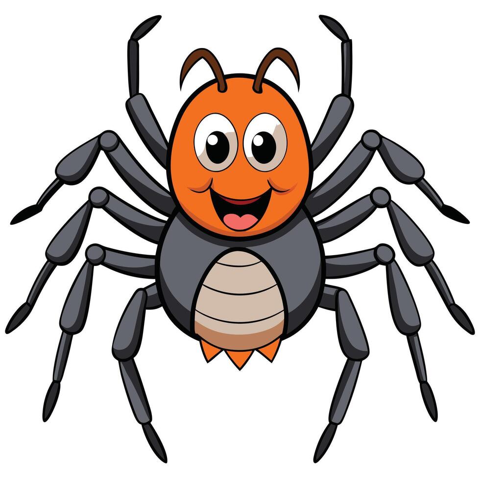 Cartoon spider illustration with big eyes and a happy smiling face vector