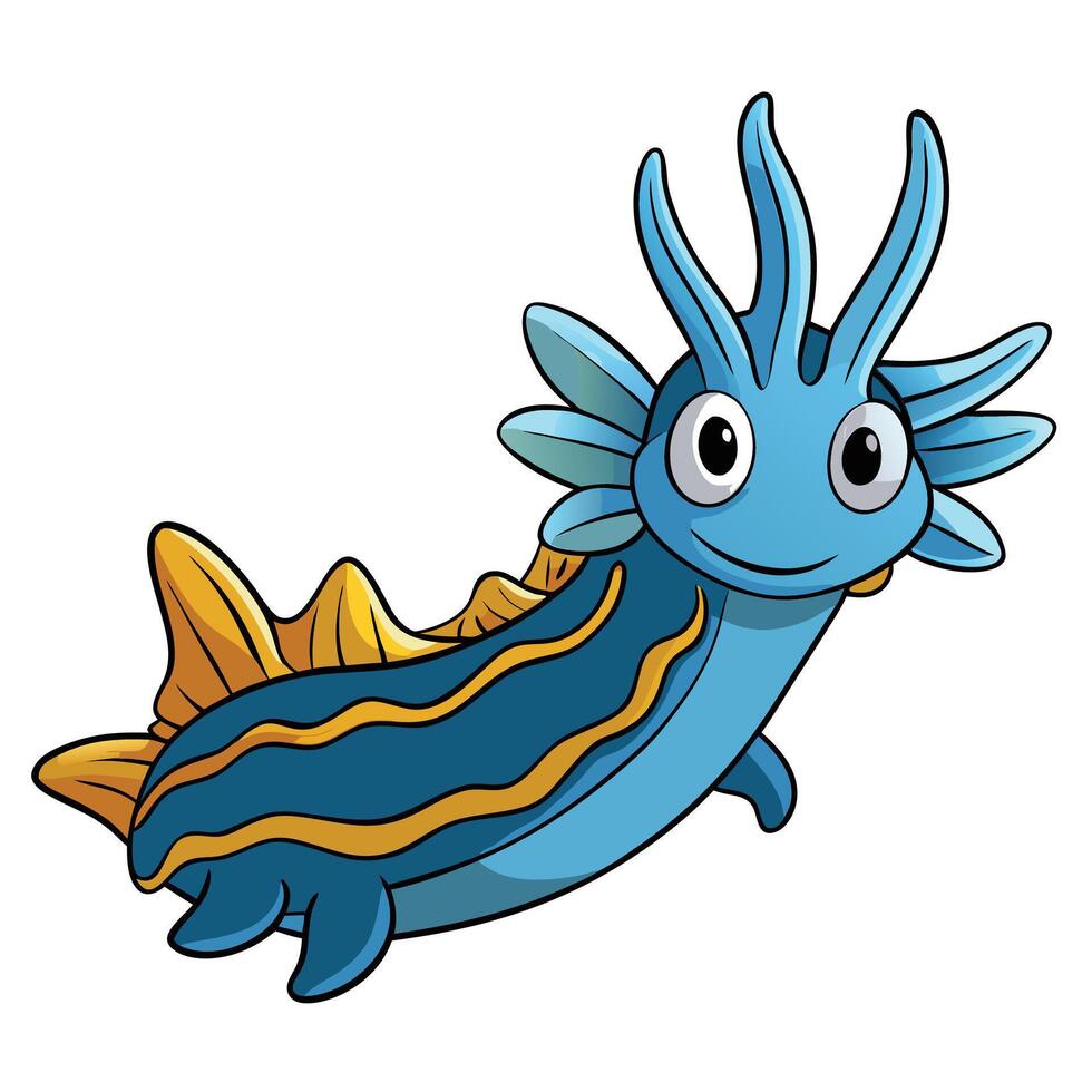 Cute sea slug cartoon illustration isolated on white background vector