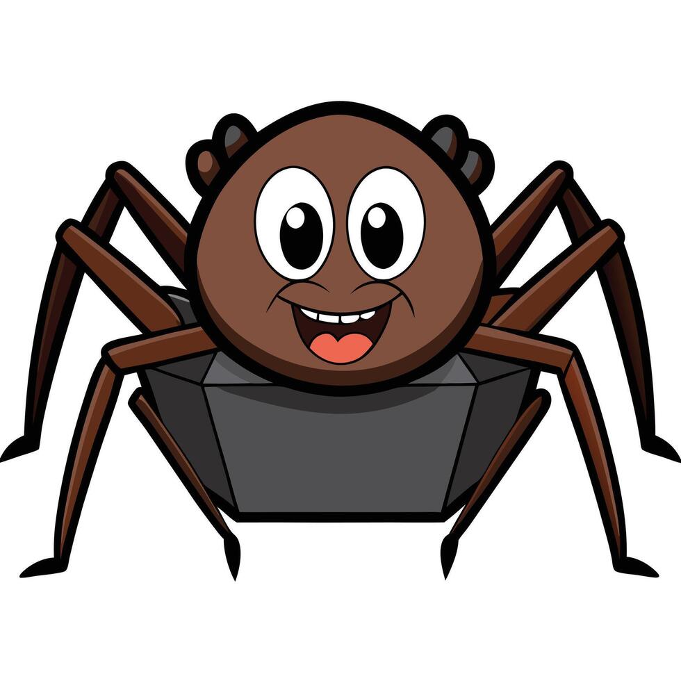 Cartoon spider with a big smile and eight legs illustration vector