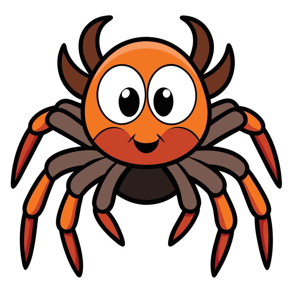 Cartoon smiling spider character illustration graphic for kids halloween party decorations vector