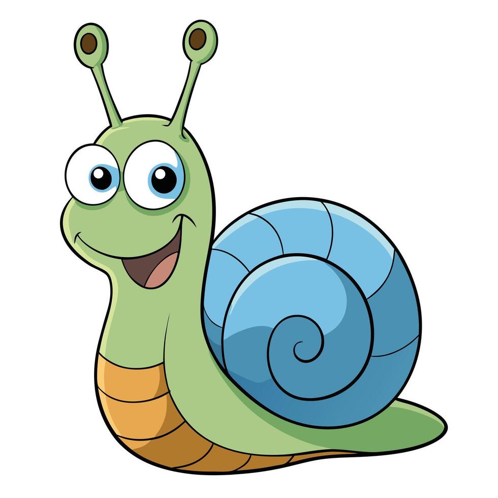 Happy cartoon snail illustration isolated on white background for kids vector
