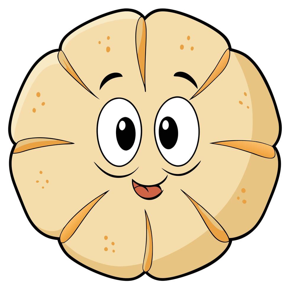 Cartoon dumpling illustration smiling fresh food culinary asian cuisine vector