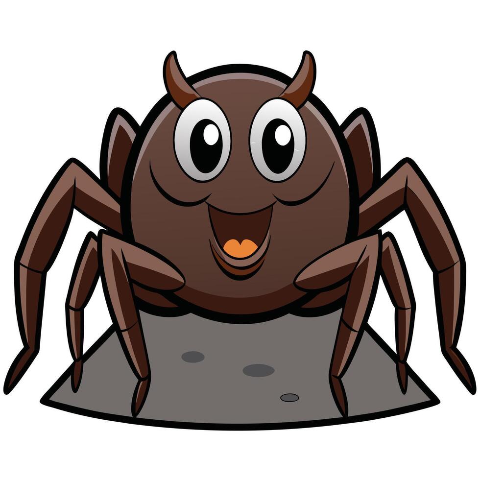 Cheerful cartoon tick character on ground happy bug illustration vector