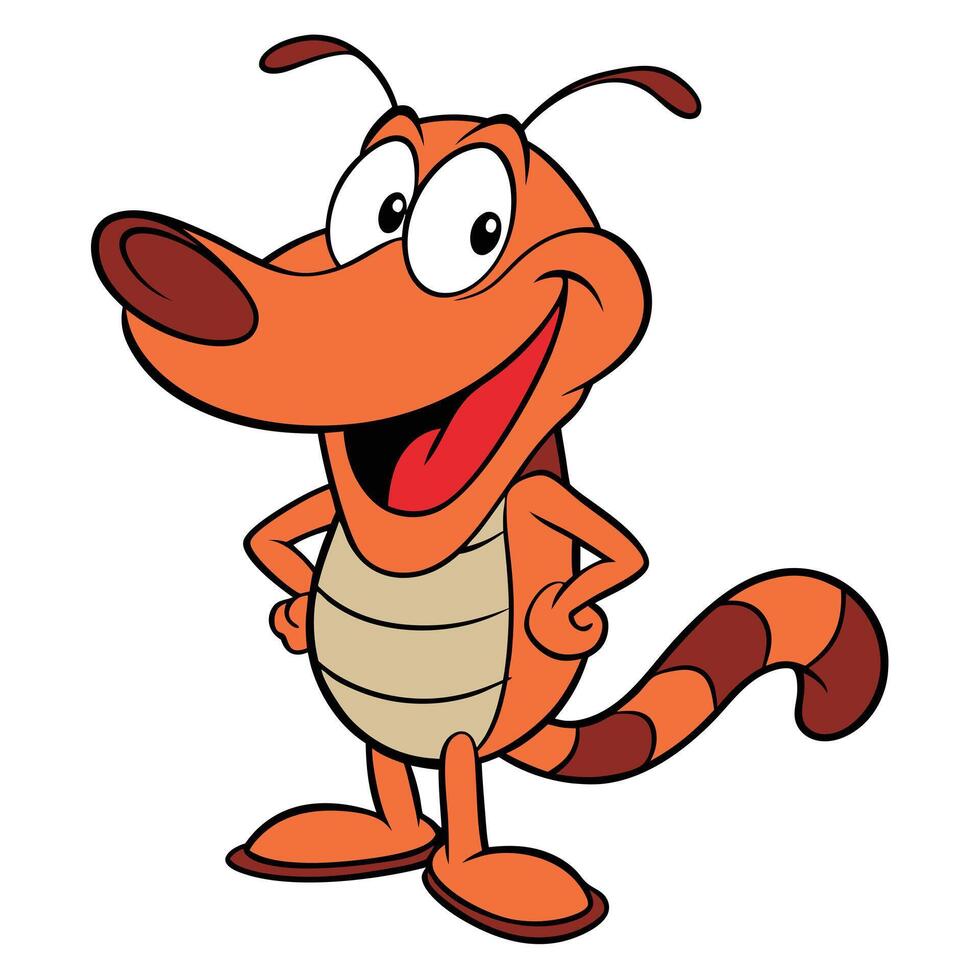 Happy orange cartoon dog with big nose and spotted tail vector