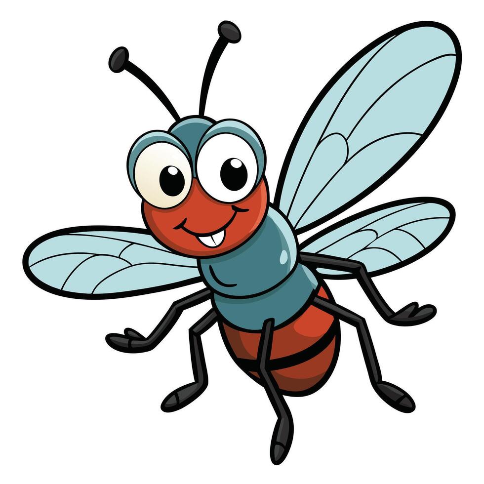 Cartoon style fly character illustration on a white background vector