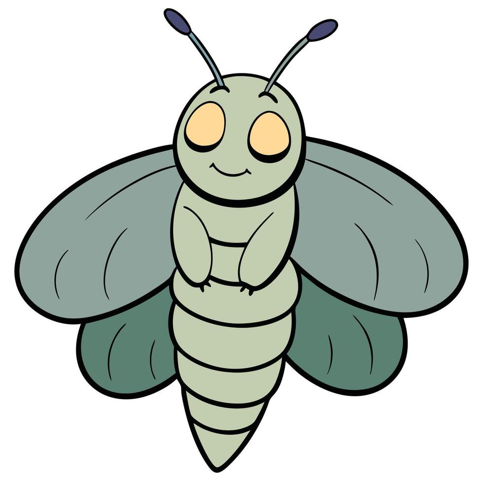 Cute cartoon moth character isolated on white background vector
