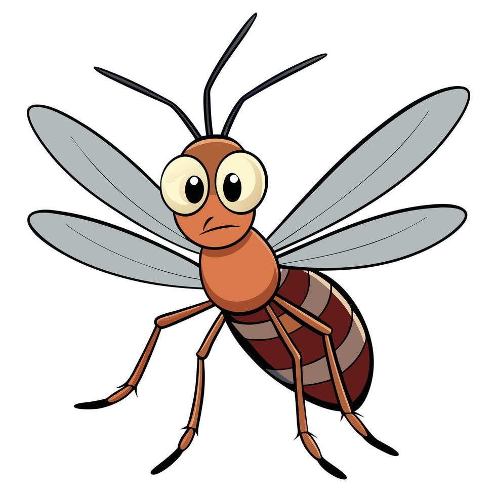 Cartoon mosquito illustration unhappy insect character design vector
