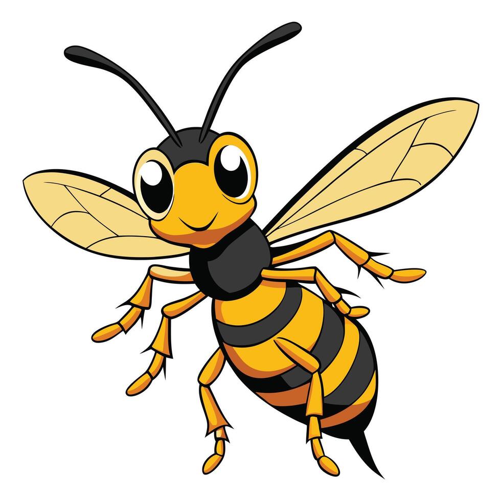 Cartoon bee character illustration isolated on white background vector