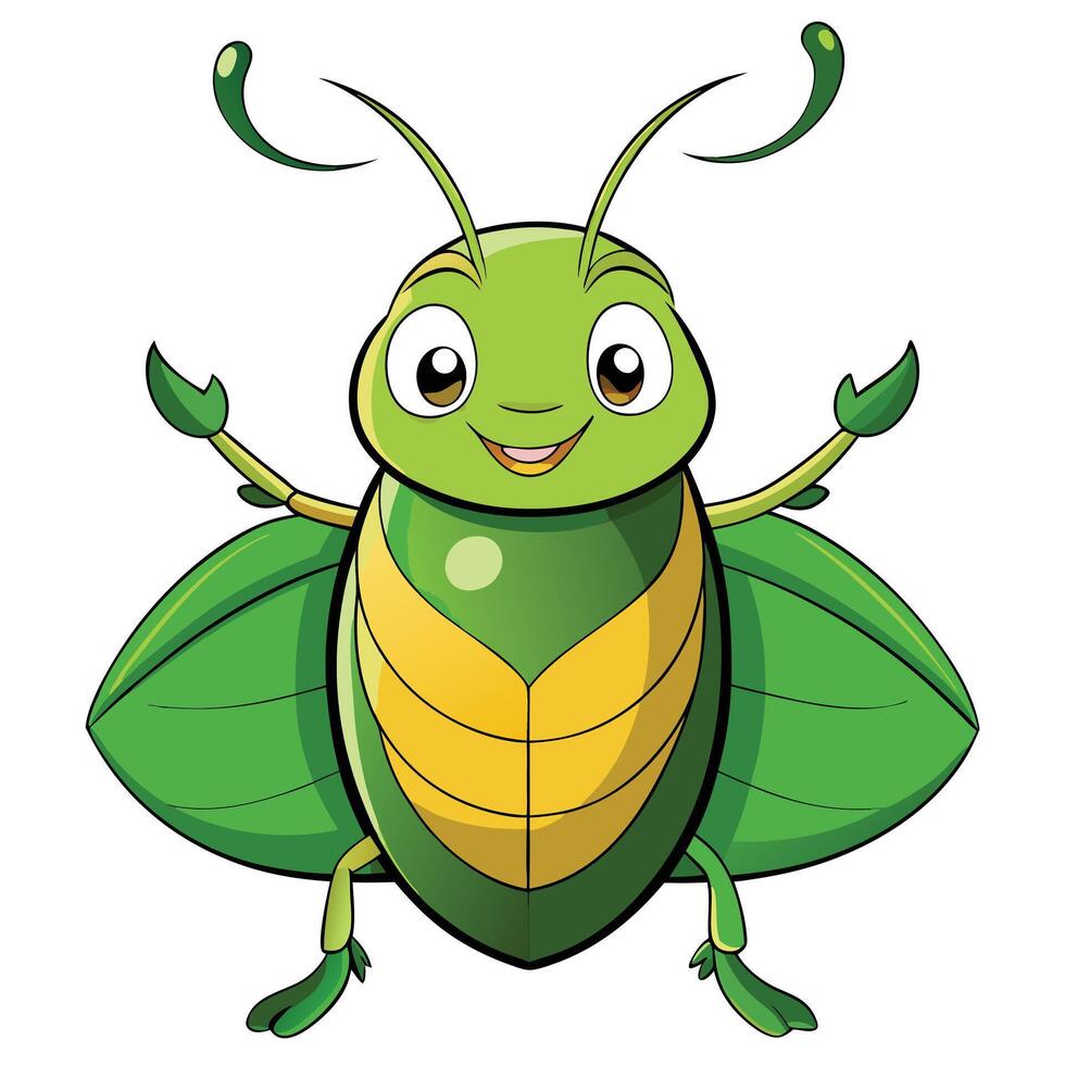 Cute green cartoon insect character illustration design element vector