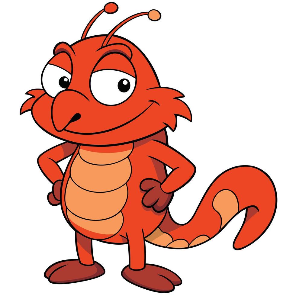 Cartoon red insect character with hands on hips illustration vector