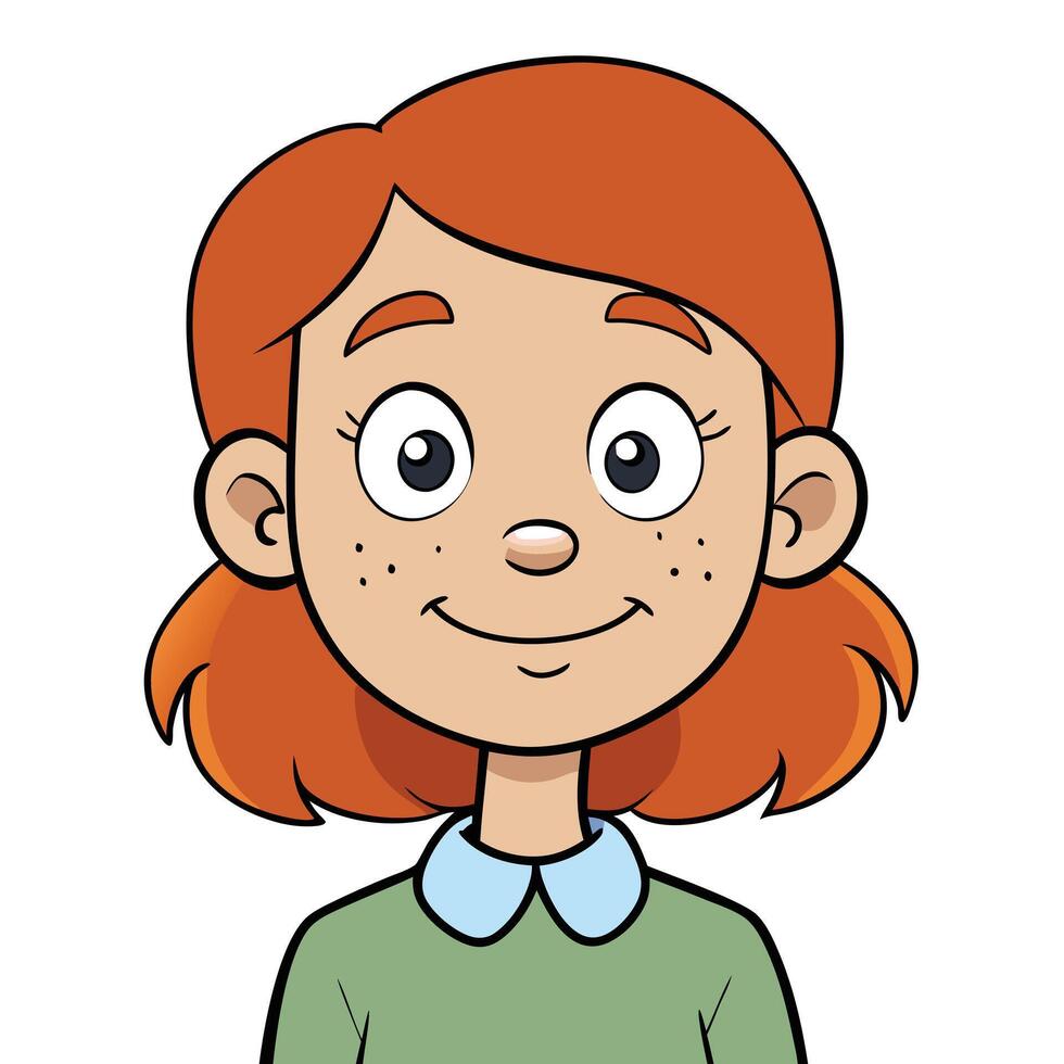 Cartoon portrait of a smiling redhead girl with freckles isolated vector