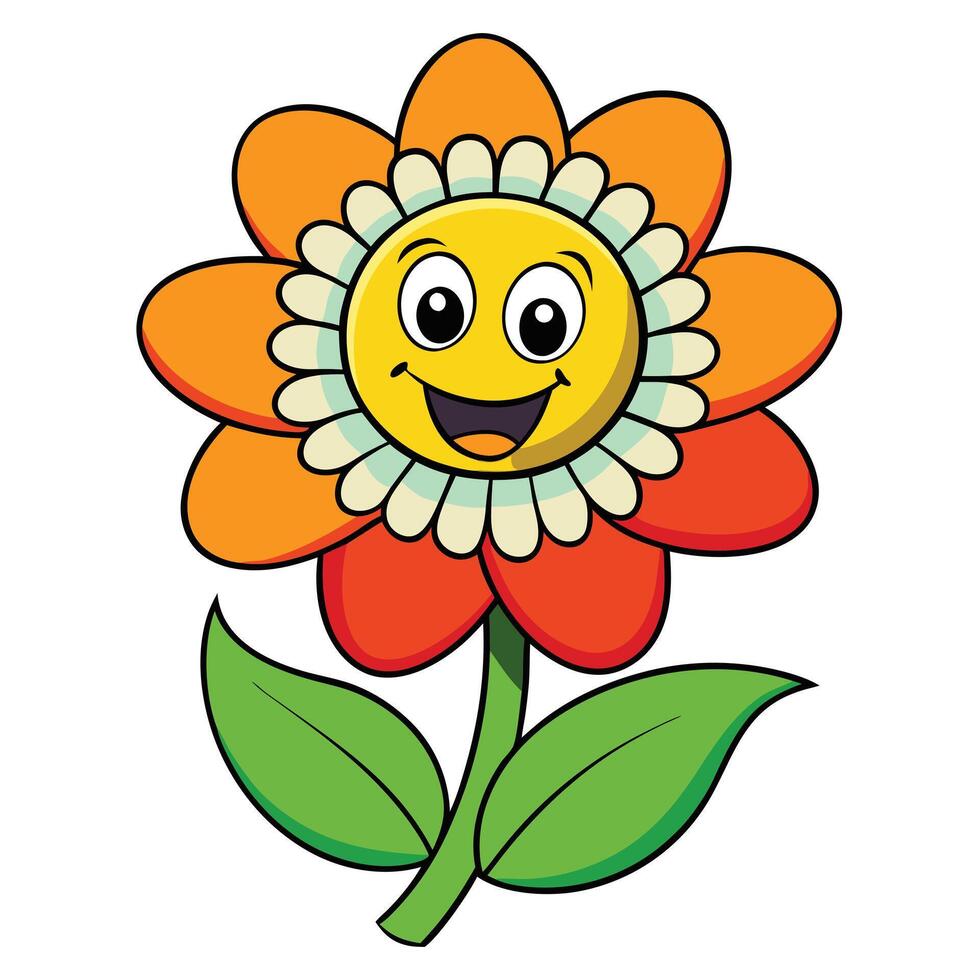 Cartoon flower with smiling face illustration for kids educational resources vector