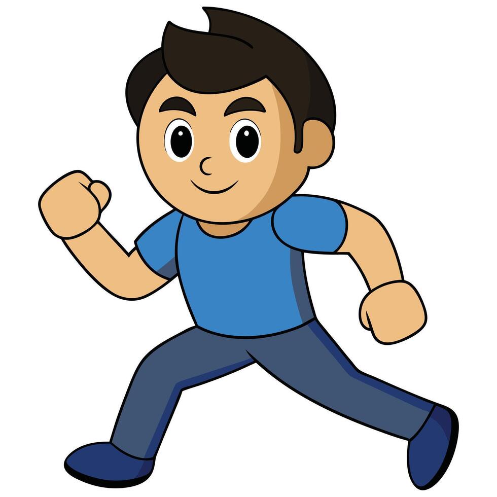 Cartoon boy running or walking illustration on white background vector