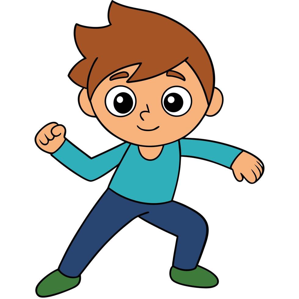 Cartoon boy character in playful pose with smiling expression and bright colors vector