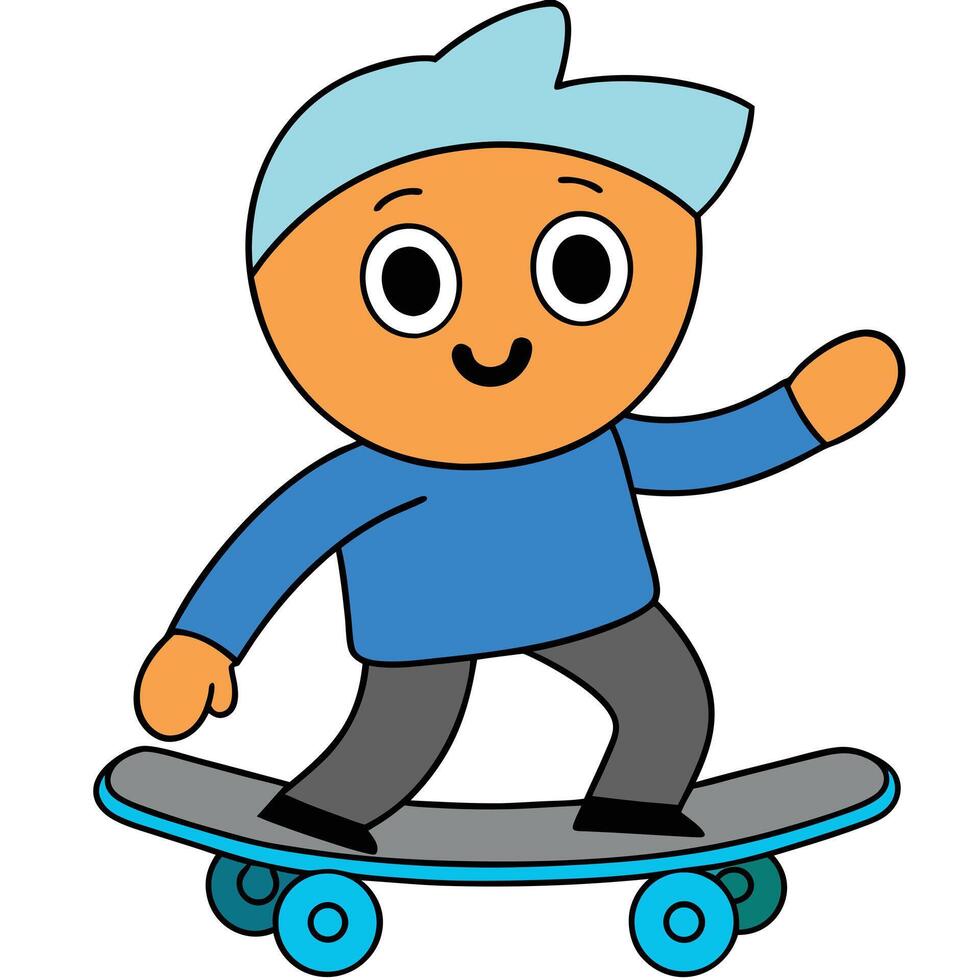 Cartoon boy having fun riding a skateboard illustration design vector