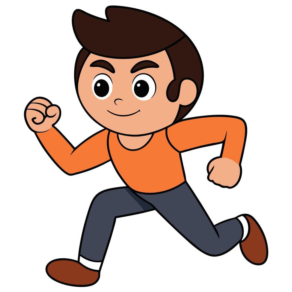 Cartoon boy character running action illustration playful child running vector