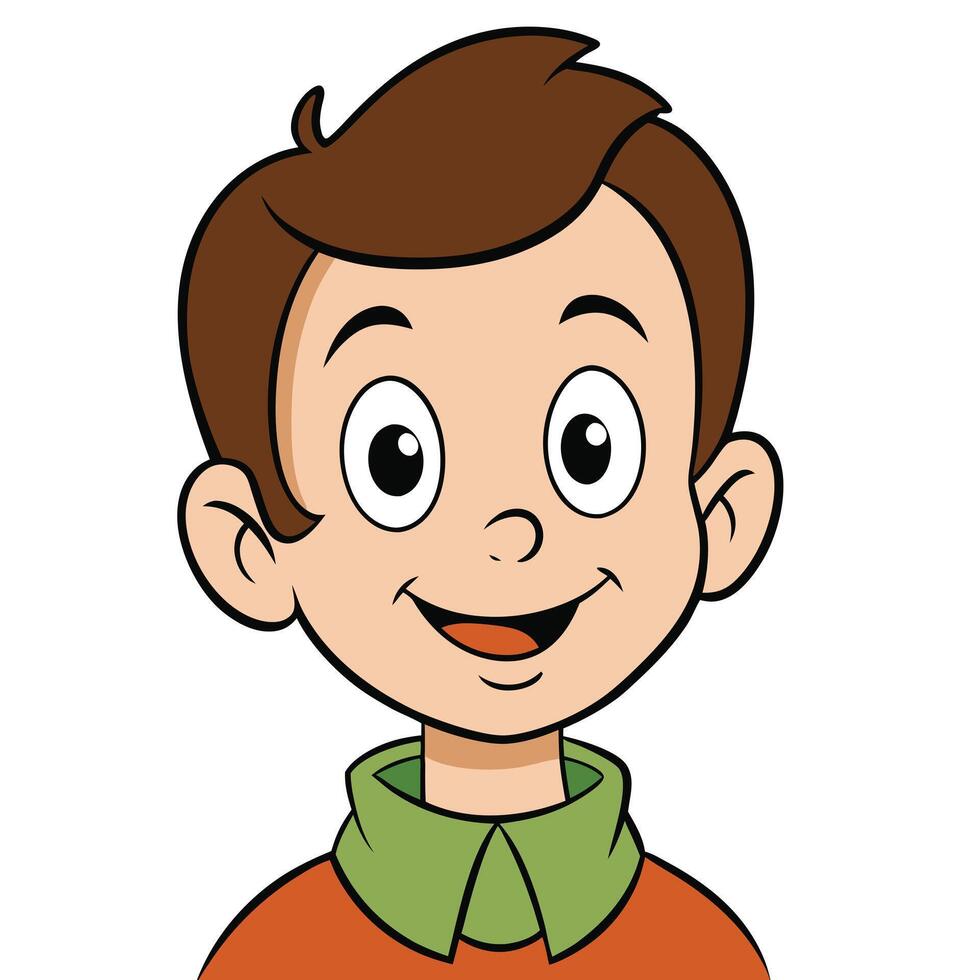 Cartoon boy portrait illustration happy face cheerful expression character vector