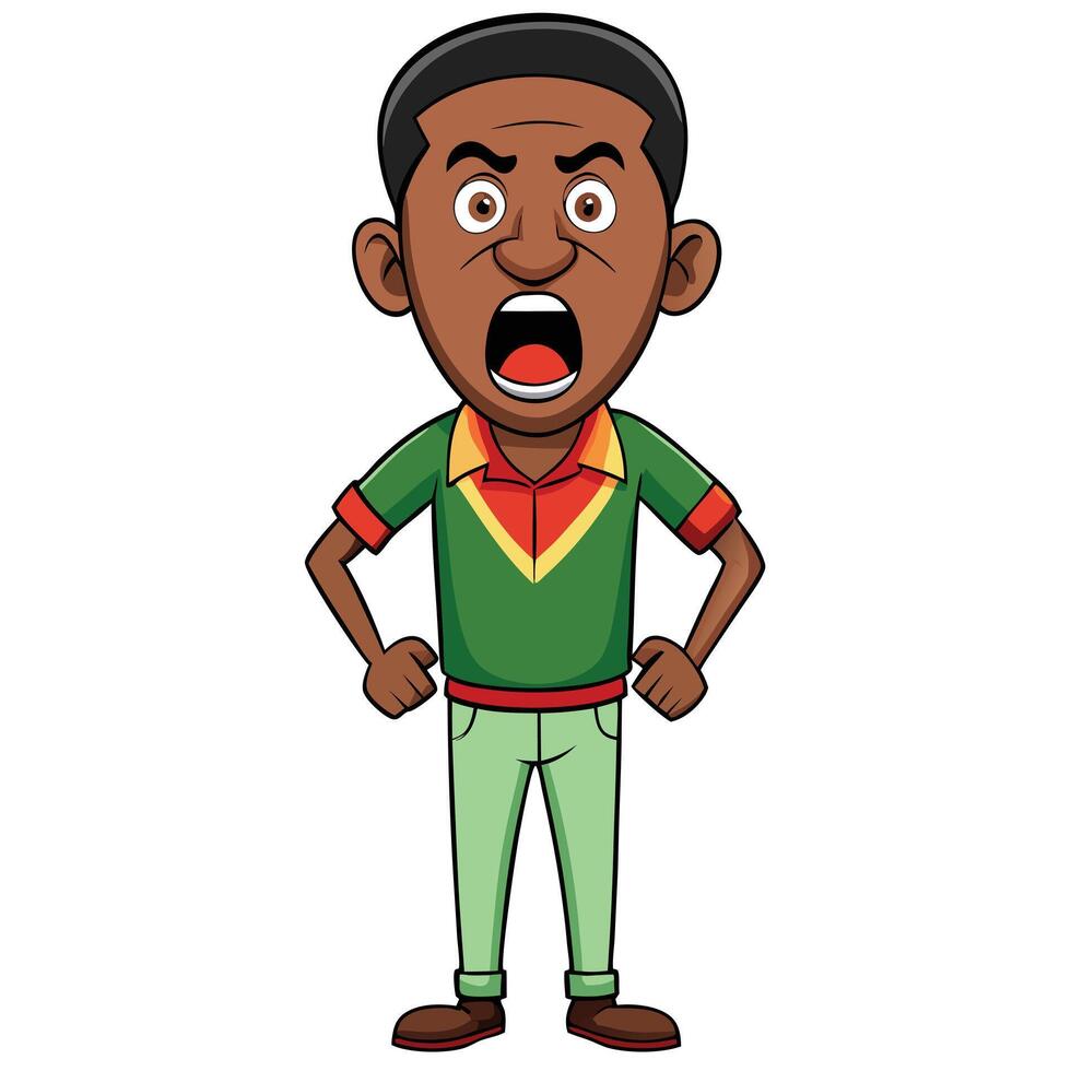 Cartoon character with angry expression screaming out loud in disagreement and frustration vector