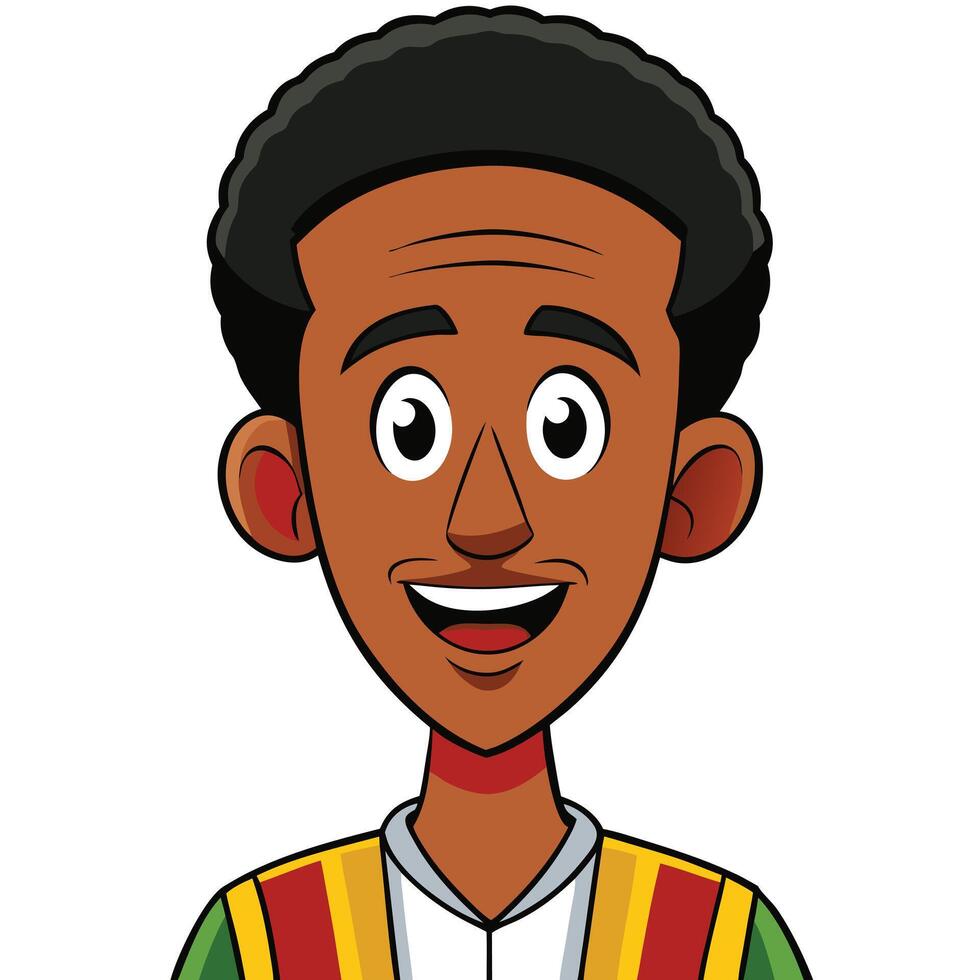 Smiling african man cartoon portrait with colorful traditional clothing vector