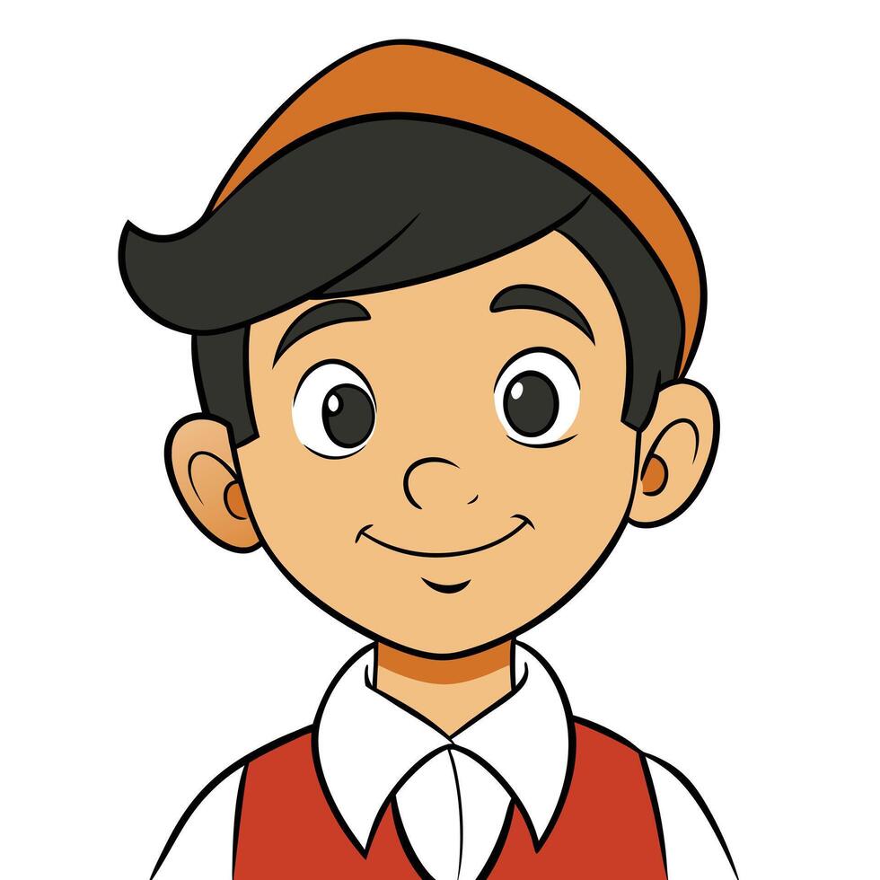 Cartoon character smiling boy portrait illustration graphics image design vector