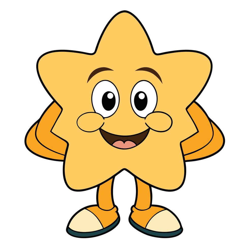 Cute smiling cartoon star character with arms legs and shoes illustration vector