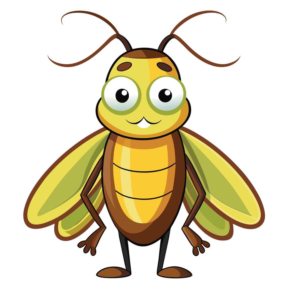 Cartoon firefly insect character illustration for childrens book or educational material vector