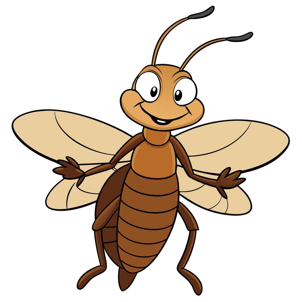 Cartoon cockroach character with welcoming gesture and exaggerated features vector