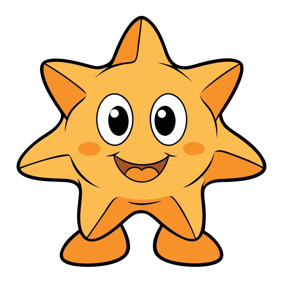 Cheerful star character illustration with cartoon style isolated on white background vector