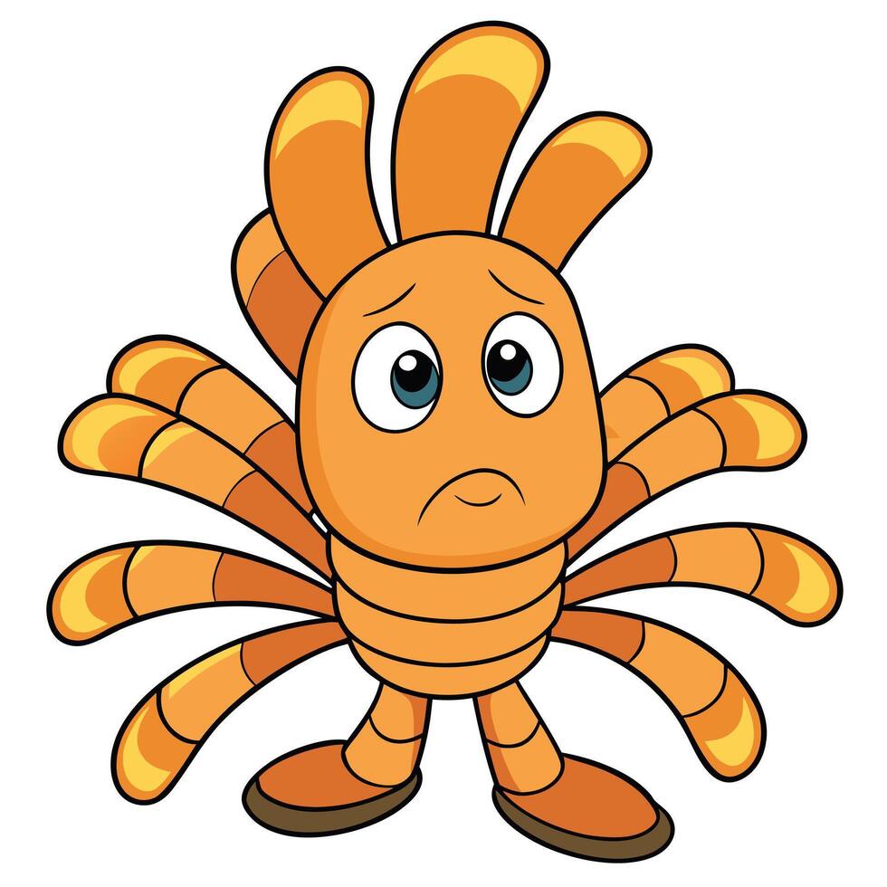 Cartoon character with sad expression an orange monster creature illustration vector