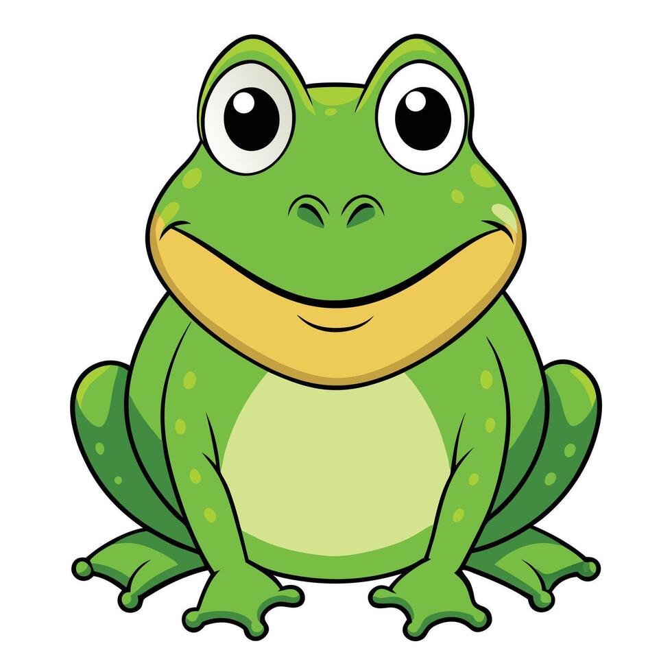 Cartoon illustration of a smiling green frog isolated on white background vector