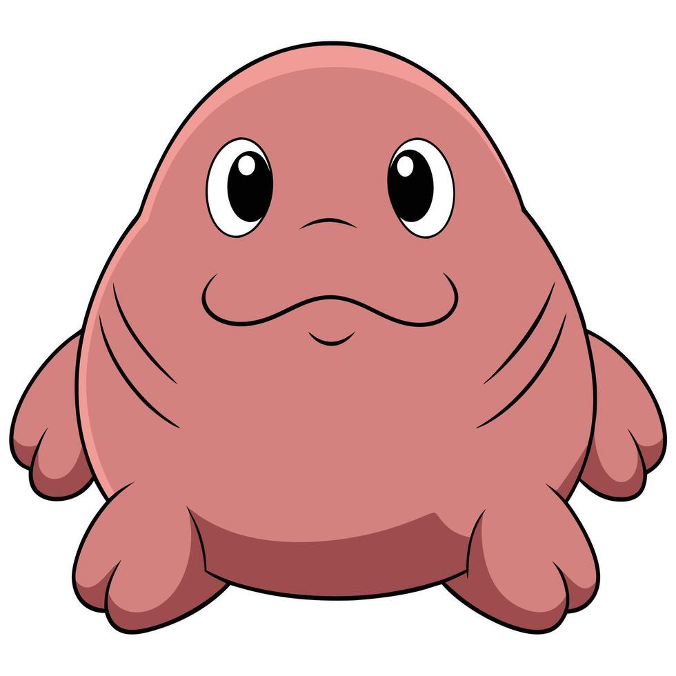 Adorable pink blob character with large eyes and happy expression illustration vector