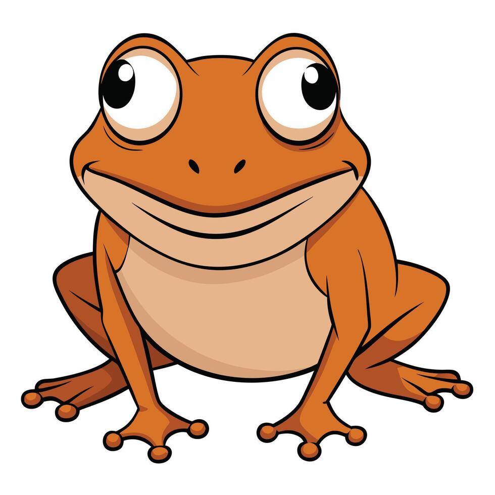 Cute cartoon frog illustration with big eyes and funny expression vector