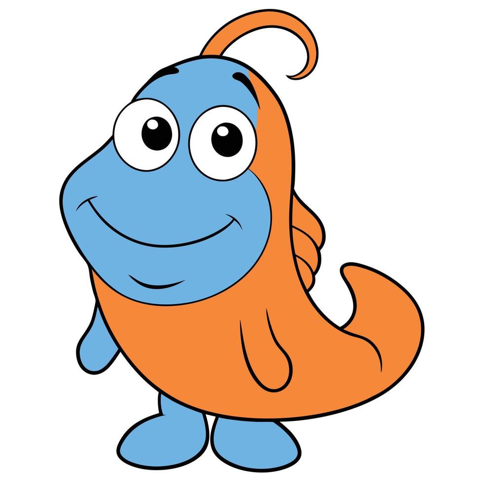 Cute cartoon anglerfish illustration happy smiling fish character aquatic animal marine life vector