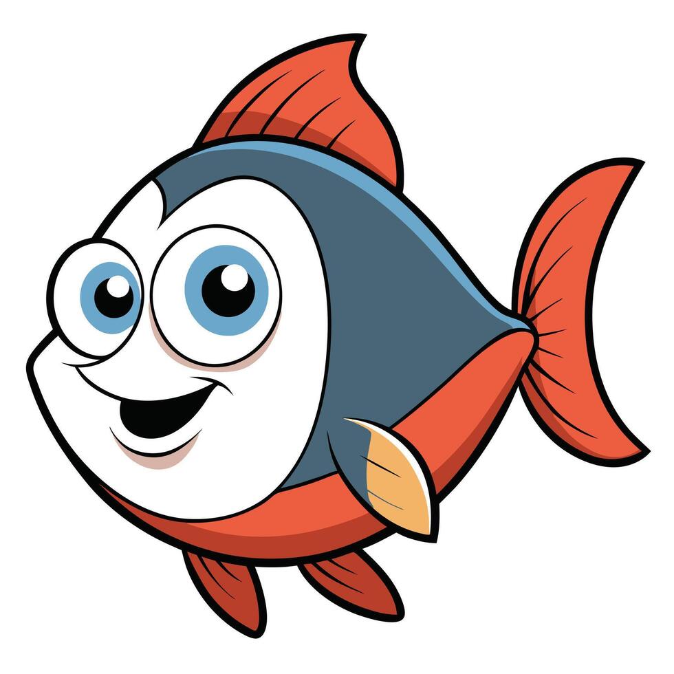Cheerful cartoon fish illustration swimming with friendly smile and bright colors graphic vector