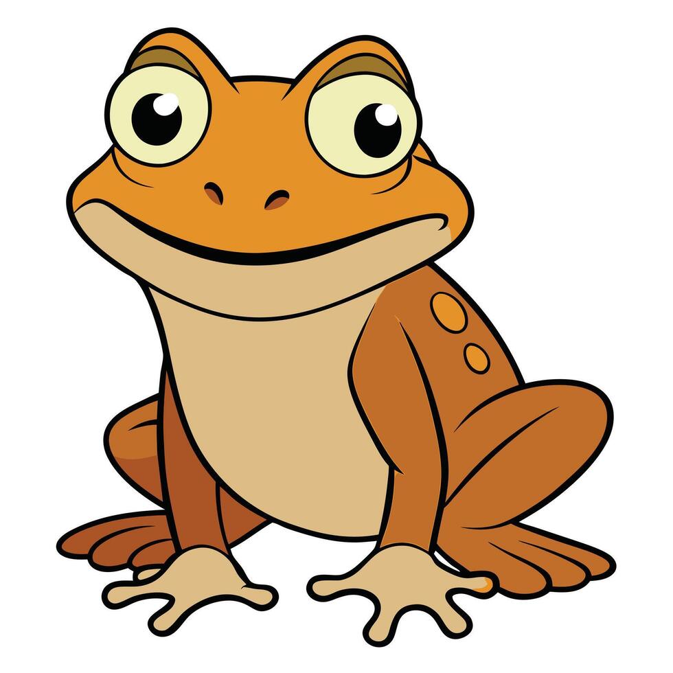 Cartoon illustration of a brown and orange frog with neutral expression vector