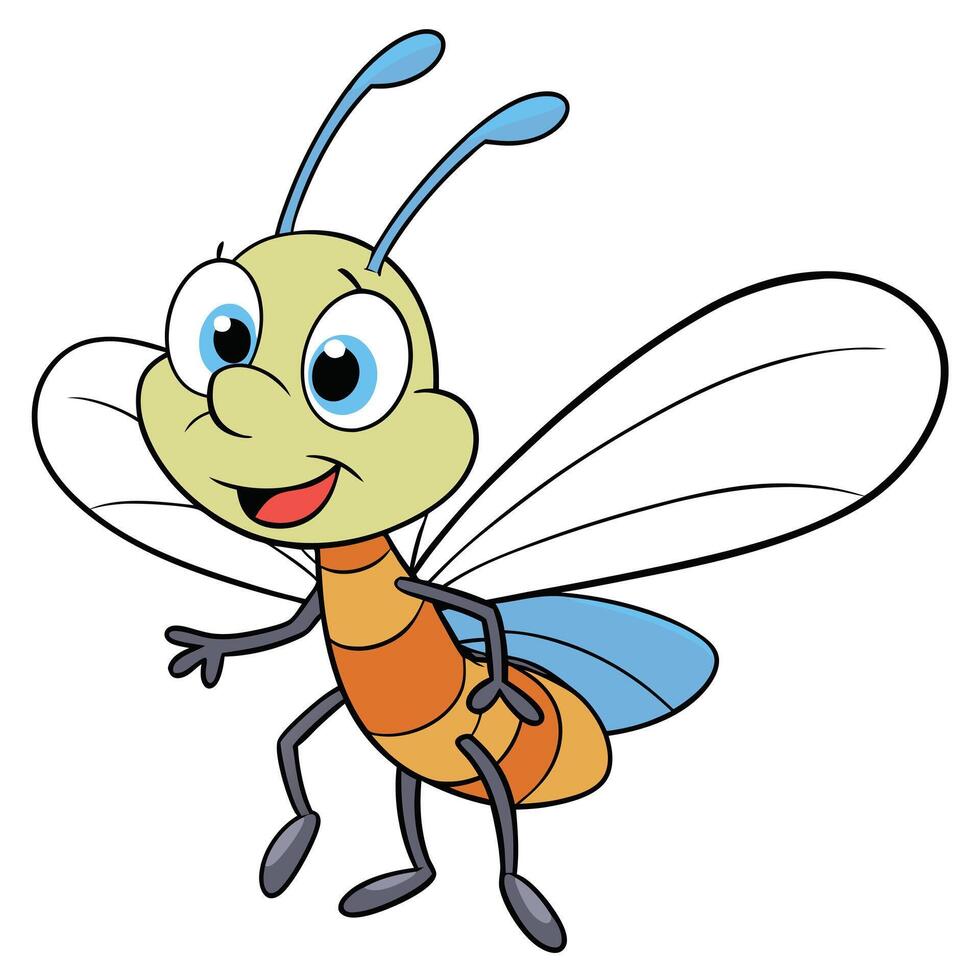 Cute cartoon bug character with big eyes and friendly smile isolated on white background vector