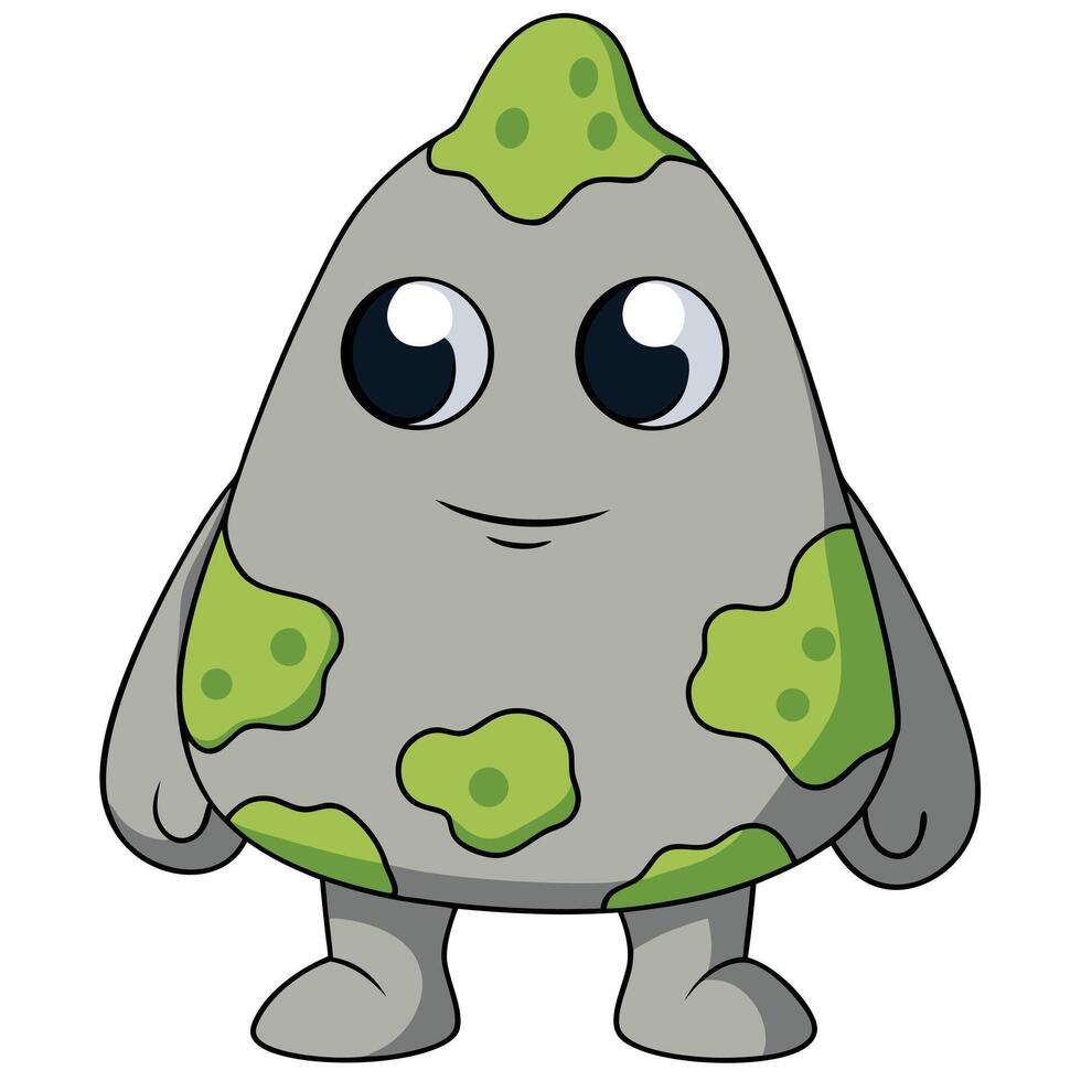 Cute cartoon moss character design with big eyes and happy expression vector