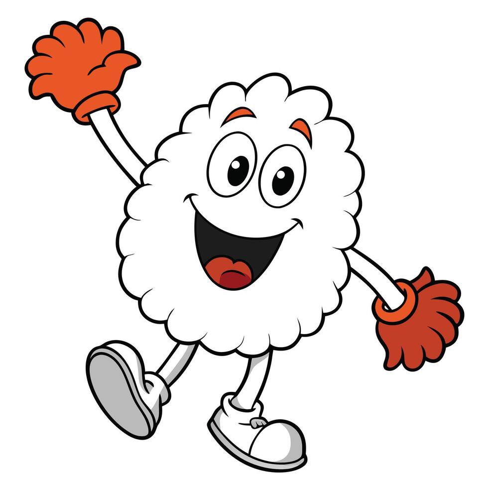 Cheerful white cloud cartoon character waving hello with a big smile vector