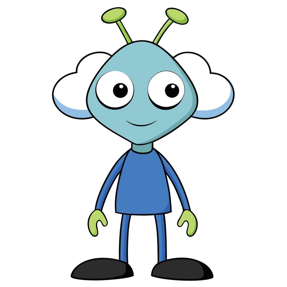 Cute cartoon alien character illustration for children book or creative design vector