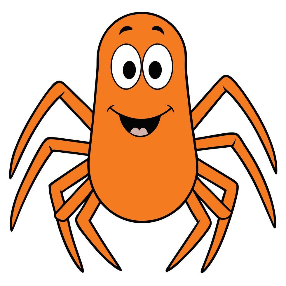 Cartoon orange spider illustration happy expression graphic design element vector