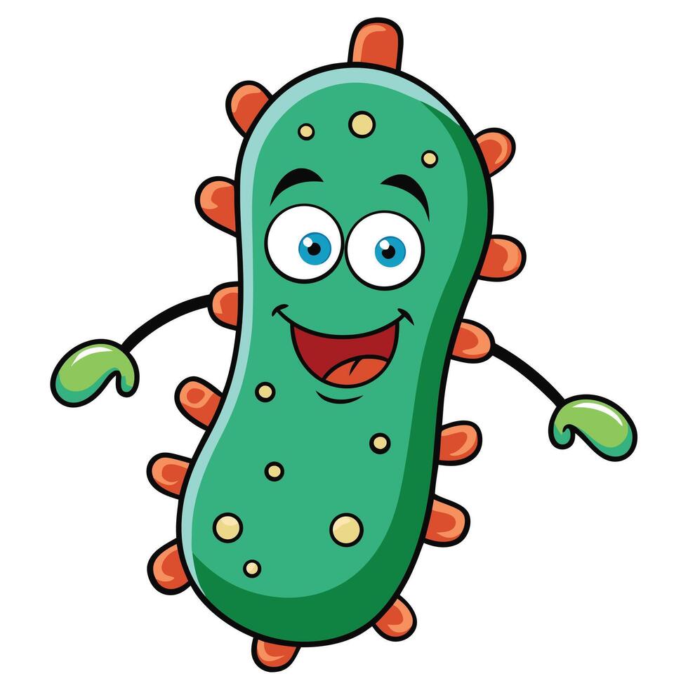 Cute cartoon germ character illustration medical or educational concept for children vector
